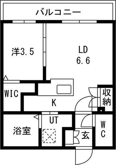 アルファスクエア北28西4(1LDK/4階)の間取り写真