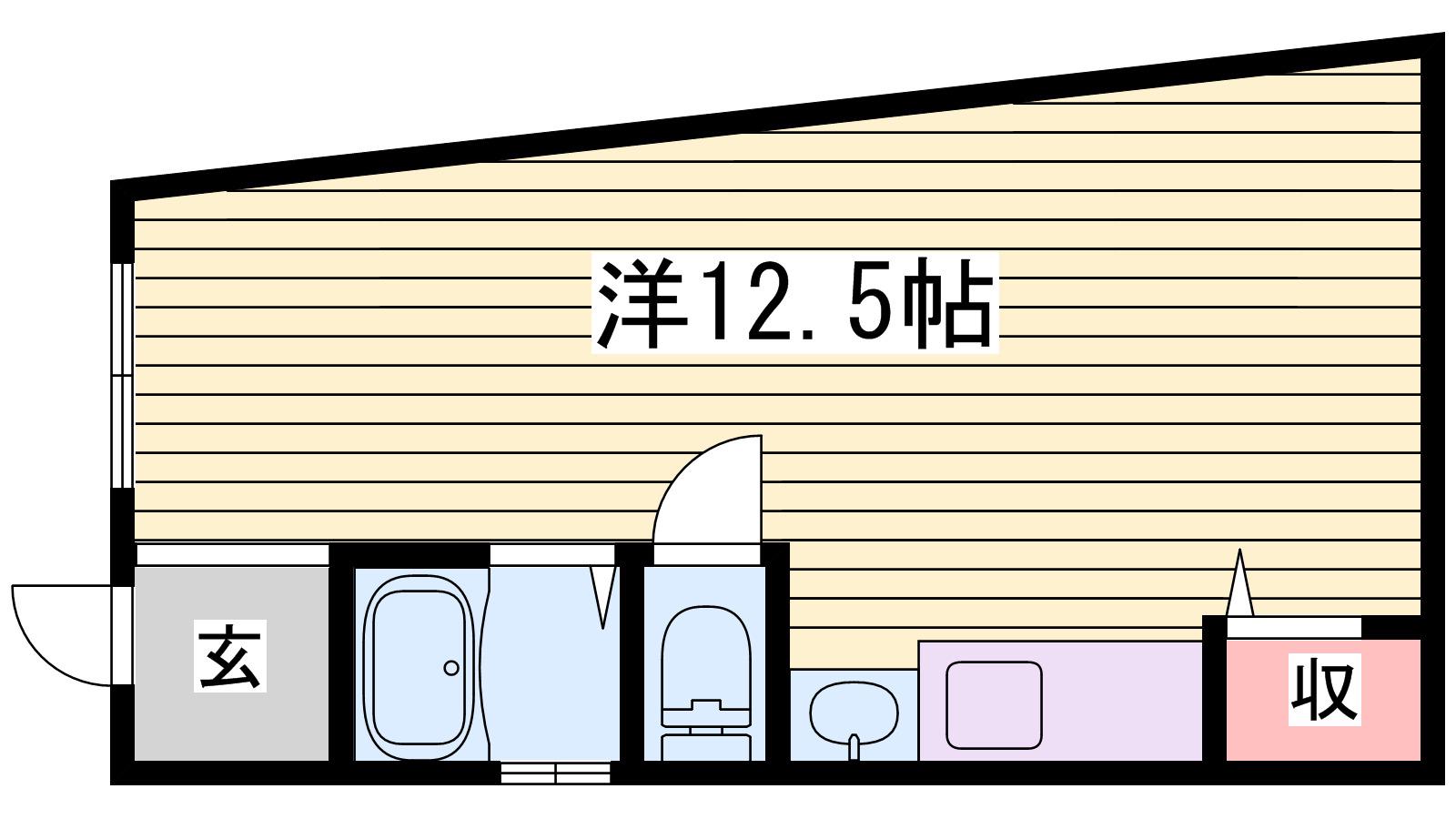 カーサ西飾磨(ワンルーム/4階)の間取り写真