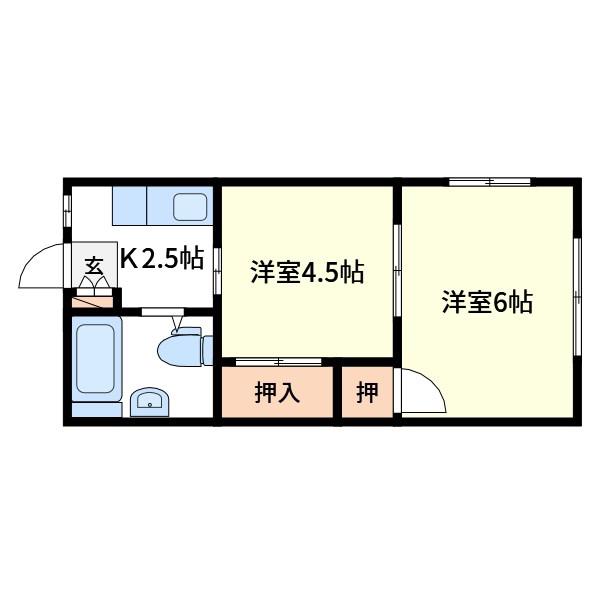 コーポ寿(2K/2階)の間取り写真