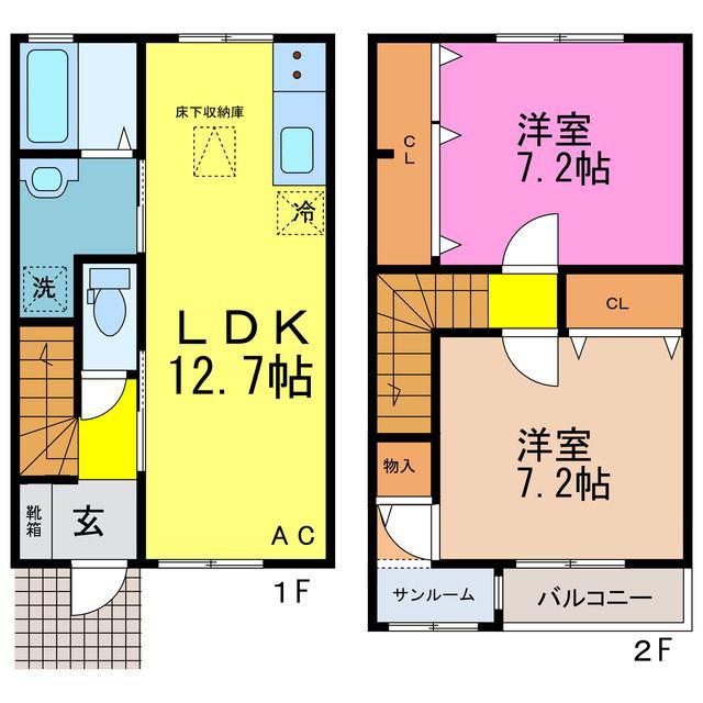 JUMEAUX(2LDK/1階)の間取り写真