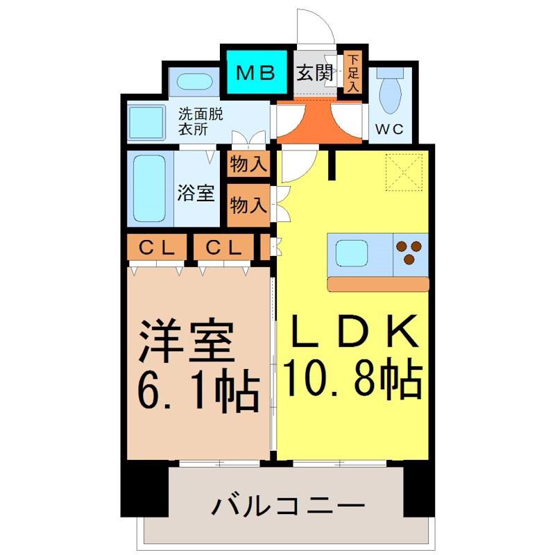 プレサンス桜通グレイス(1LDK/9階)の間取り写真