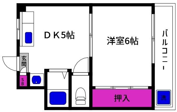 住吉レジデンス(1DK/3階)の間取り写真