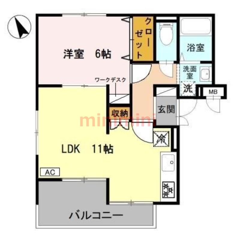 アーバンライフフミ(1LDK/2階)の間取り写真