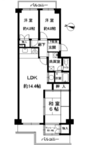 エバーグリーンポートアイランド4号棟(3LDK/3階)の間取り写真