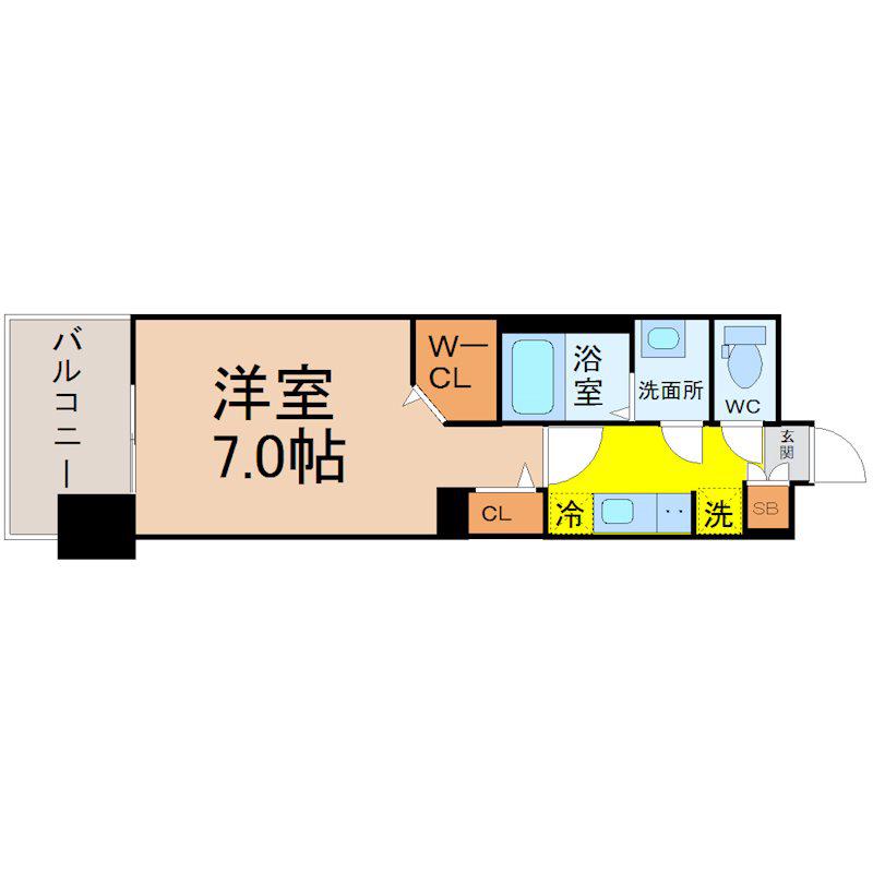 パルティール上社(1K/9階)の間取り写真
