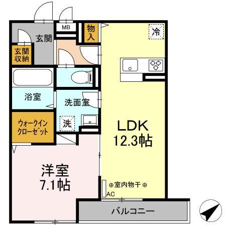 CREST西鎌倉(1LDK/2階)の間取り写真