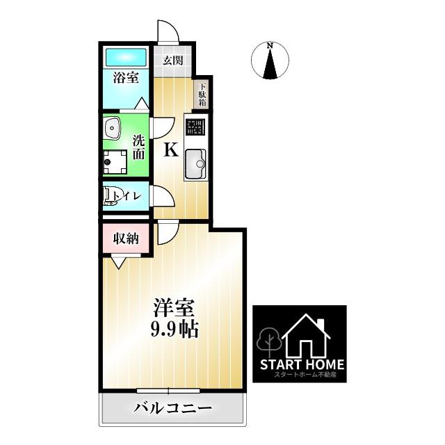 スターテラス古川B(1K/1階)の間取り写真