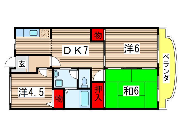 グレープ・パル(3DK/3階)の間取り写真