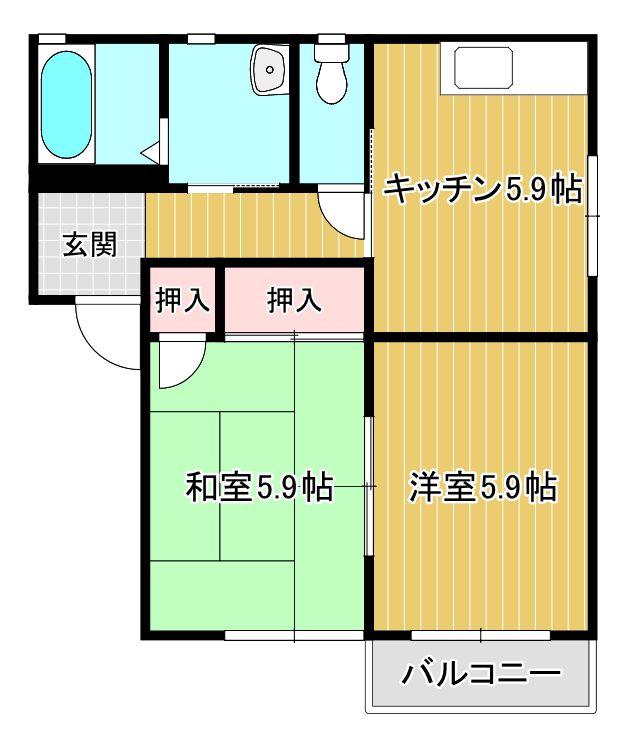 カサ ルシェンテII(2K/1階)の間取り写真