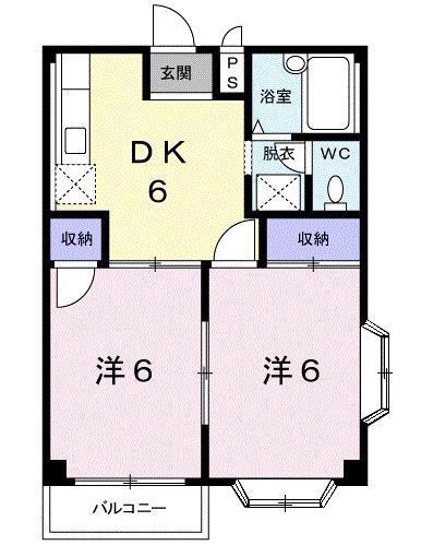 エルディム山A(2DK/2階)の間取り写真