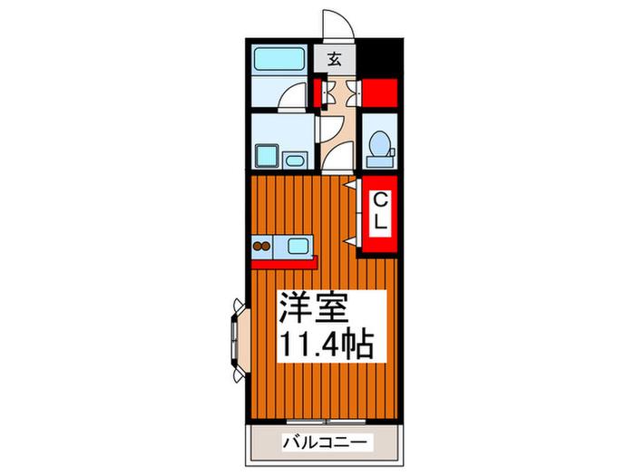 八千代レジデンス(ワンルーム/1階)の間取り写真