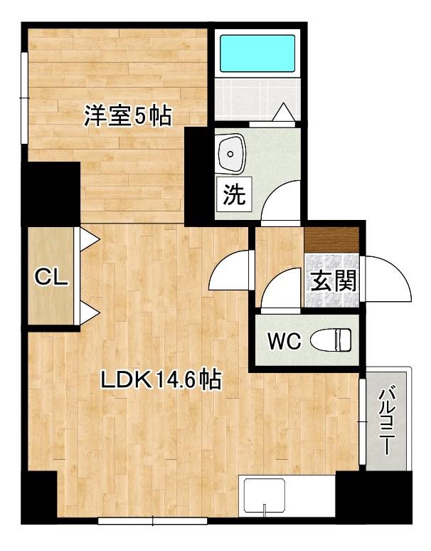 LEBENSGLUCK(1LDK/4階)の間取り写真