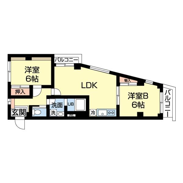 アイリープラザI(2LDK/4階)の間取り写真