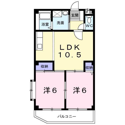 シャルムT・N(2LDK/3階)の間取り写真