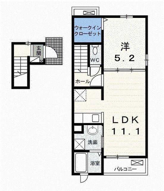 クライミングローズ永福(1LDK/2階)の間取り写真