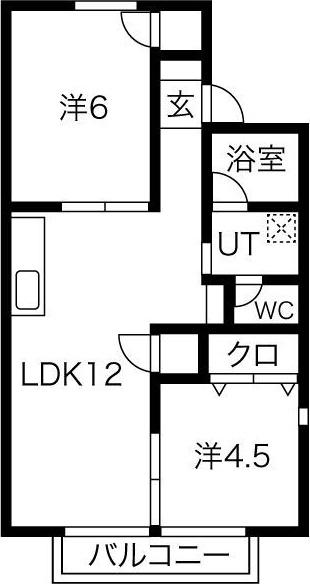 メゾン八社K A棟(2LDK/2階)の間取り写真
