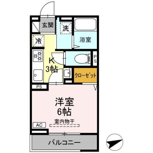 セレスティア柴又VI(1K/2階)の間取り写真