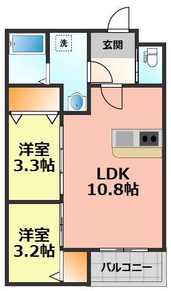 TIDY中村公園(2LDK/1階)の間取り写真