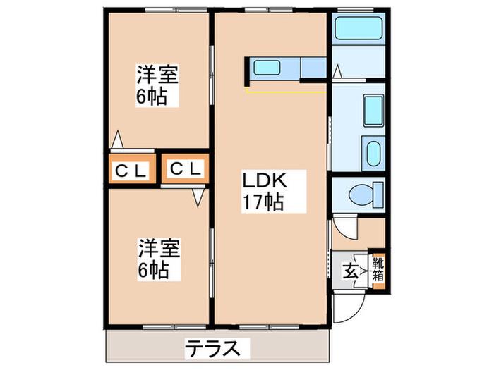 テンプスメイソン(2LDK/1階)の間取り写真