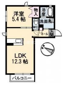 ラ・ヴィルネージュ(1LDK/2階)の間取り写真
