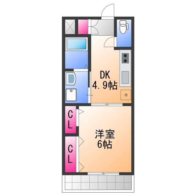 ハイネII番館(1DK/2階)の間取り写真