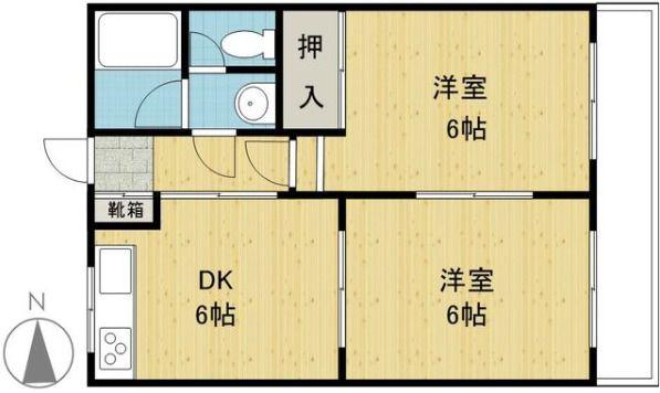 コスモハイツ亀川(2DK/1階)の間取り写真