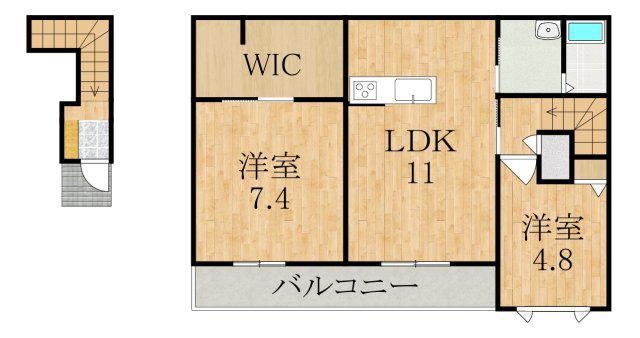 グランシャリオ(2LDK/2階)の間取り写真
