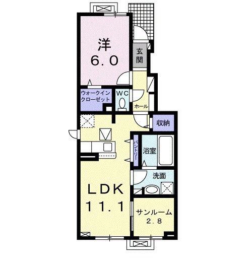 グラウス(1LDK/1階)の間取り写真