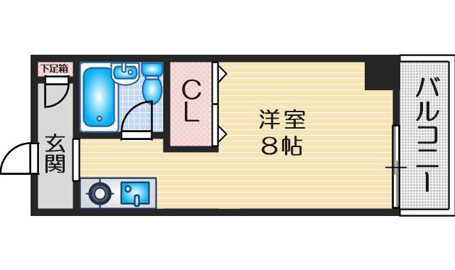 内本町シングルハイツ(ワンルーム/2階)の間取り写真