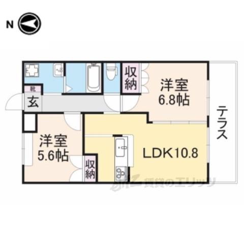 FELICE奥鳥井Ⅰ号館(2LDK/2階)の間取り写真