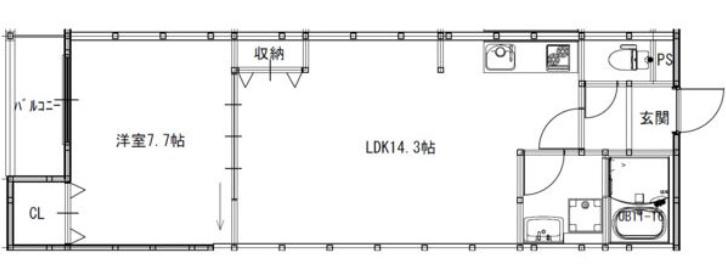 EIJU吹田内本町(1LDK/1階)の間取り写真