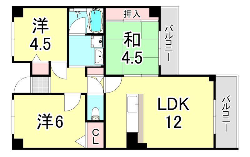 エリム摩耶(3LDK/2階)の間取り写真