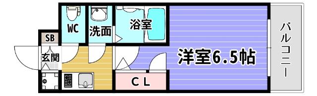 エスリード弁天町ルシェンテ(1K/6階)の間取り写真