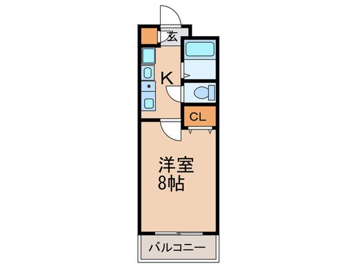 プライムステージK(1K/1階)の間取り写真