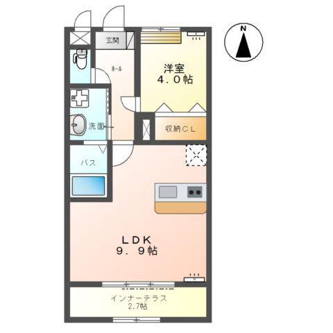 エレガンス(1LDK/1階)の間取り写真