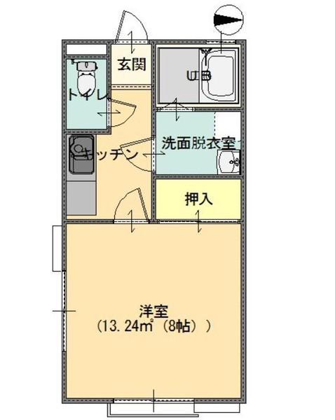 エスポワール(1K/2階)の間取り写真