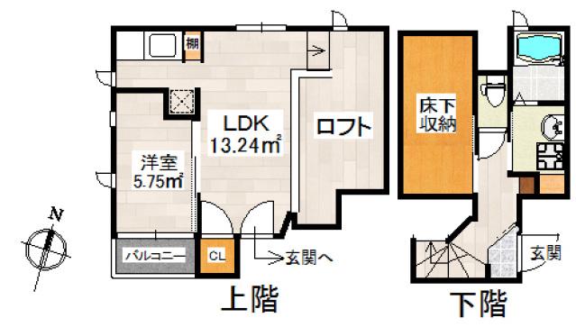 コンフォートベネフィスジオ博多東II(1LDK/1階)の間取り写真