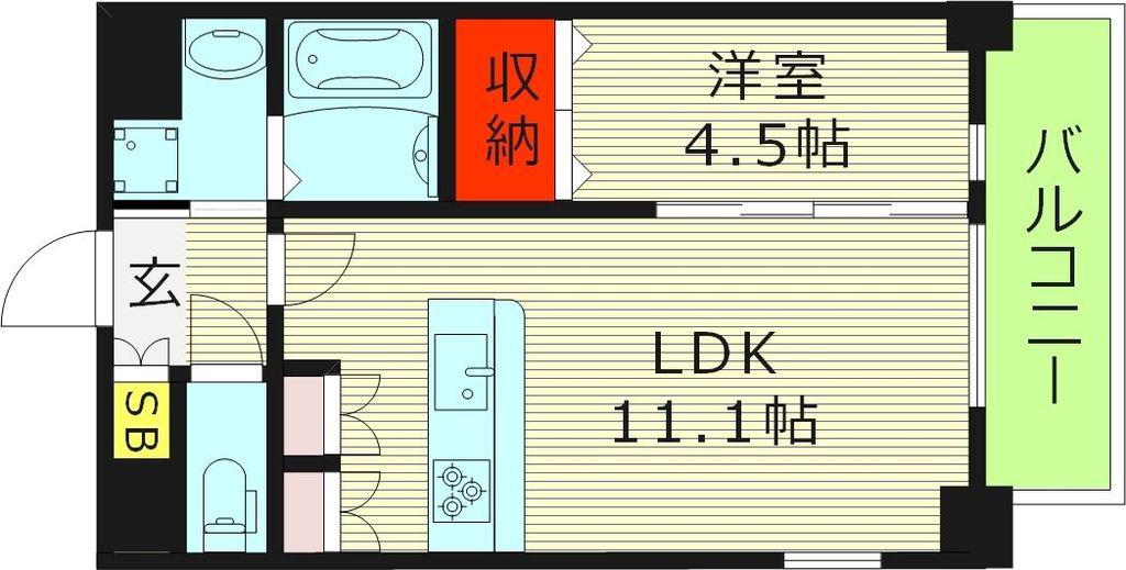 セントルイス京橋(1LDK/3階)の間取り写真