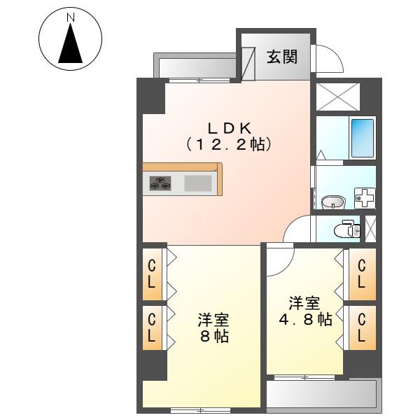 第一幸荘(2LDK/3階)の間取り写真