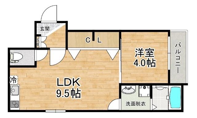 GRANDIR千船駅前Ⅱ(1LDK/3階)の間取り写真