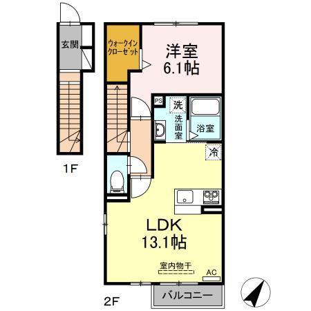 エルフォルク(1LDK/2階)の間取り写真