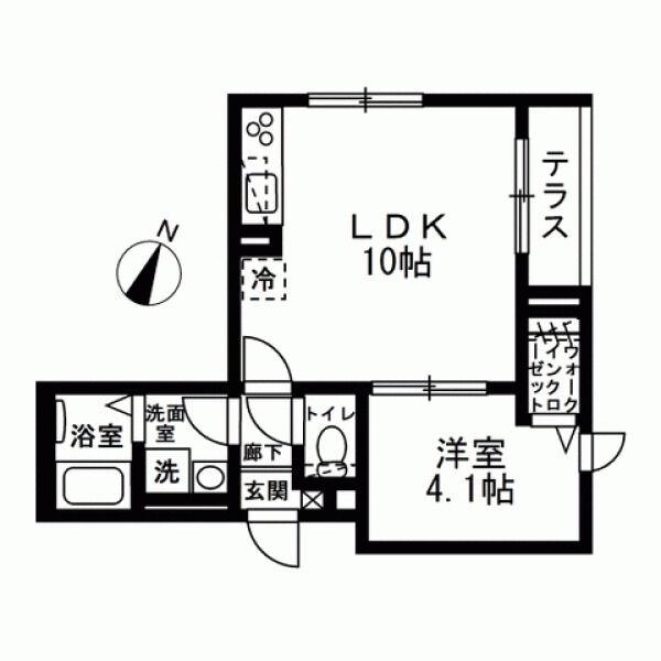 フルリール駒沢(1LDK/1階)の間取り写真