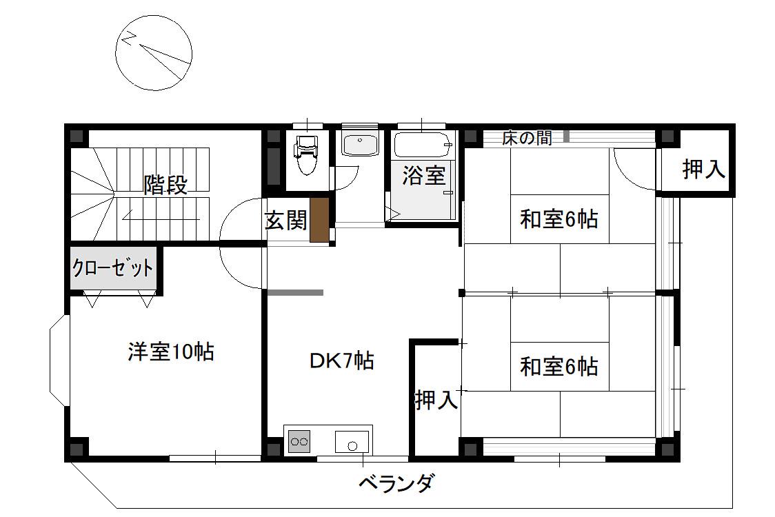 日進ビル(3DK/4階)の間取り写真