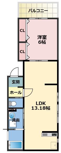シエルコート門真南(1LDK/2階)の間取り写真