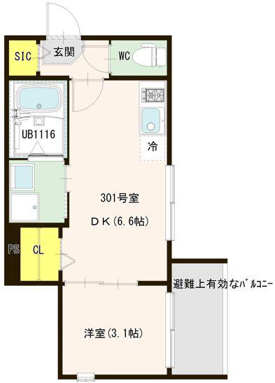 ブランシェ志茂(1DK/3階)の間取り写真