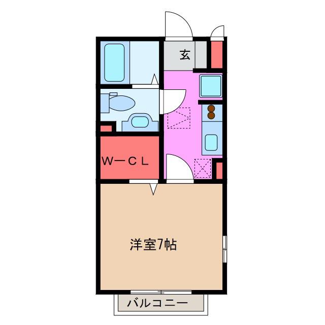 エトワールB棟(1K/1階)の間取り写真