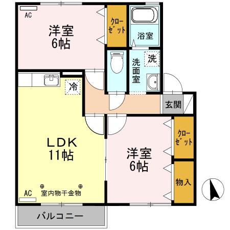 メゾン・フィエルテA202(2LDK/2階)の間取り写真