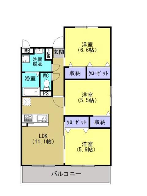 AVANTI森町(3LDK/2階)の間取り写真