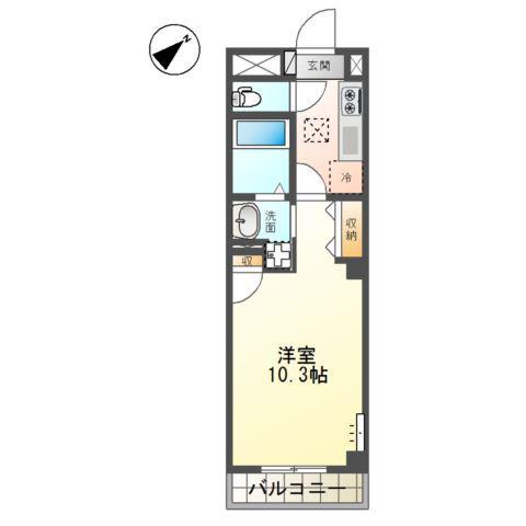 プロムナード石津(1K/2階)の間取り写真