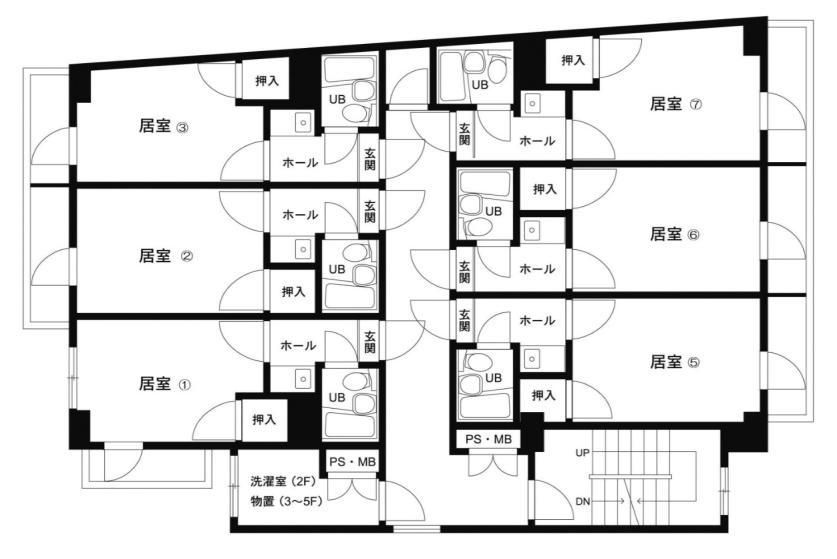 シャインエイト(1K/5階)の間取り写真